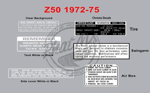 Z50 1972-1975 Warning Decals Cost Cheap Pice