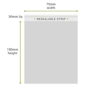 75mm x 180mm   30mm Lip Clear Resealable Bags (100PK) Free Shipping Online