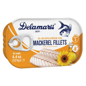Mackerel Fillets in Sunflower Oil, (Delamaris) 125g (4.4oz) Tumblr Cheap Online