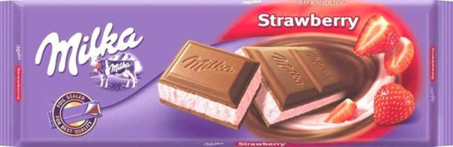 Milka Milk Chocolate Filled with Strawberry and Yogurt, 250g Tumblr