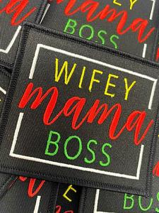 NEW, "Wifey, Mama, Boss" (Blk, Red, Yellow) Iron-on Patch for Denim Jackets, Hats, and Bags, Small Jacket Patch, Size 4"x4", Craft Supplies Clearance Footlocker Finishline
