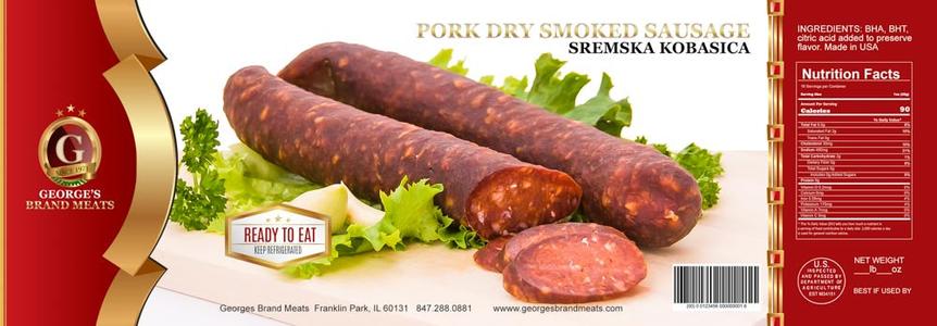 Smoked Pork Sausage, Sremska Kobasica (George's) approx. 0.8 lb Explore Online