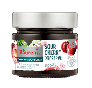 Sour Cherry Preserve (Raureni) - No Sugar Added, 8 oz (240g) Clearance Limited Edition