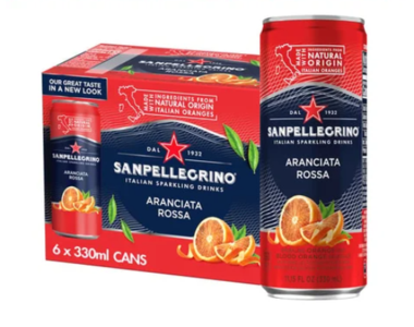 San Pellegrino BLOOD ORANGE, 6 PACK, 11.15 oz CANS Free Shipping Geniue Stockist