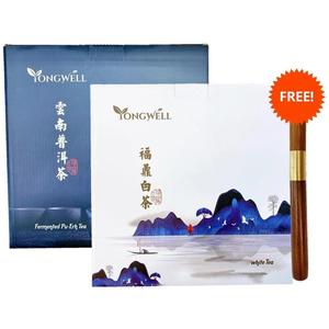 White Tea & Fermented Pu Erh Tea Cake Set (12.3oz)   Tea Knife Free Discount Amazon