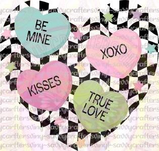 Checkered Valentines Candy Heart Purchase For Sale