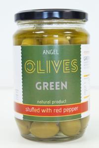 Angel Green Olives Stuffed with Red Pepper, 1kg Jar, 600 g Dr. Wt. Cheap Sale Cheapest