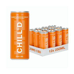 12 x CHILL°D 20mg CBD Sparkling 250ml Elderflower & Ginger Free Shipping Perfect