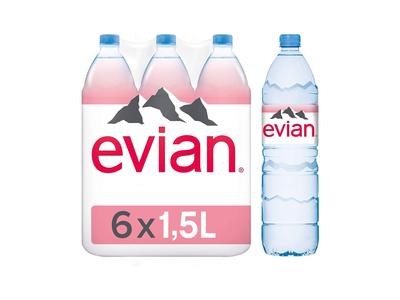 Evian Natural Mineral Water 1.5L Pack of 6 Clearance Big Sale