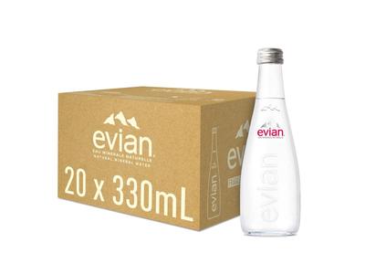 Evian Natural Mineral Water 330ml Glass (Case of 20) Supply Sale Online