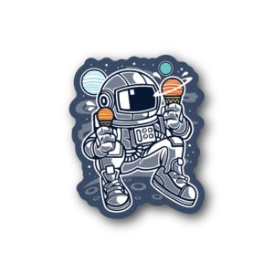 Astronaut Eating Ice Cream Sticker 100% Original