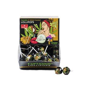 Euphoria Cannabis   Salted Caramel Lollipops with Bubble Gum - Big Pack 25g x 100pcs Clearance 100% Guaranteed
