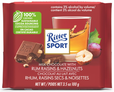 Ritter Sport Milk Chocolate with RUM, Raisins, and Hazelnuts 100g Free Shipping Cheap Pice