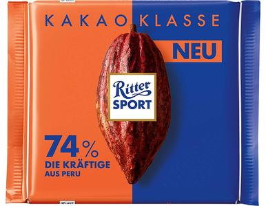 Ritter Sport Kakao Klasse Dark Chocolate, 74% Cocoa, 100 g (3.5 oz) Cheap Best Pices