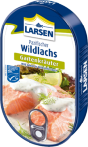 Larsen Wildlachs Gartenkrauter, Salmon in Garlic Sauce, 200g Discount For Sale