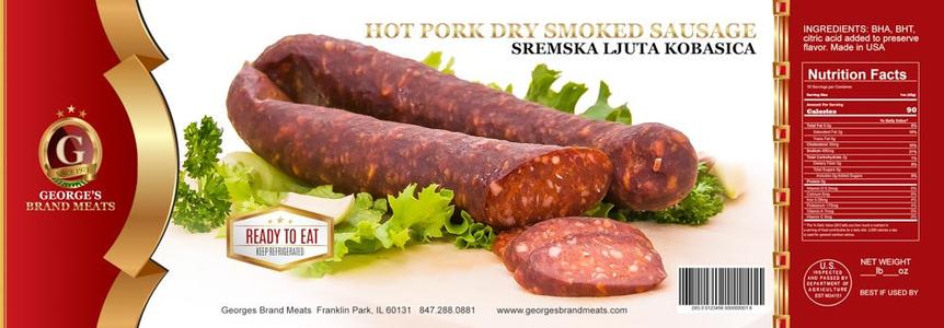 Hot Pork Sausage, LJUTA Sremska Kobasica (George's) approx. 0.9 lb Buy Cheap For Nice