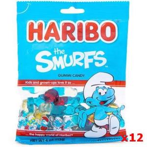 Haribo the Smurfs Gummi Candy CASE (12 x 4 oz Bags) Shop For Sale