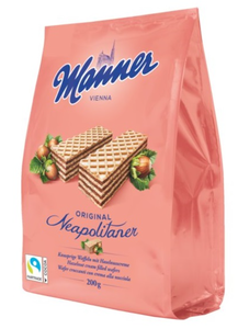 Hazelnut Cream Filled Wafers, Neapolitaner (Manner) 200g bag Clearance High Quality