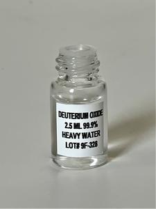 2.5 ml Deuterium Oxide 99.9% Purity In Glass Vial. Heavy Water Clearance Low Shipping