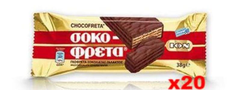 Chocofreta - Milk Chocolate Covered Wafers, CASE (20x38g) Free Shipping Wholesale Pice