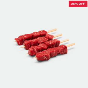 Beef Eye Fillet Skewers Grass Fed - 100g x 4 Pieces Real For Sale