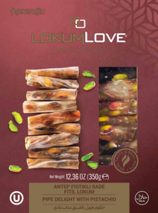 Turkish Pipe Delight with Pistachio, Lokum Love (Sekeroglu) 350g Cheap Sale Sale