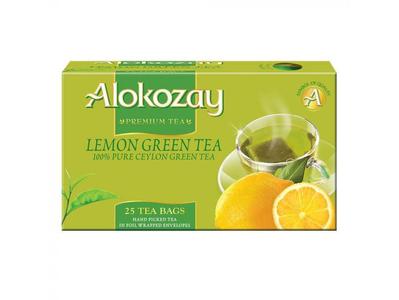 Alokozay Lemon Green Tea - 25 Tea Bags in Foil Wrapped Free Shipping Cost