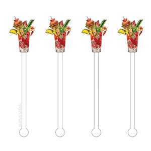 Bloody Mary Acrylic Stir Sticks- Set of 4 Pick A Best