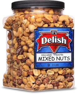 BBQ Honey Roasted Mixed Nuts, 2.5 LBS Jumbo Container Clearance Latest
