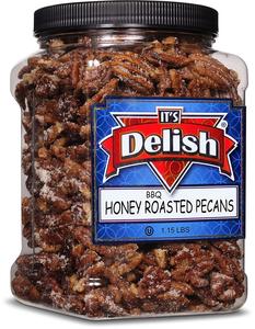 BBQ Honey Roasted Pecans, 1.15 LBS  Jumbo Container| Sale New Styles