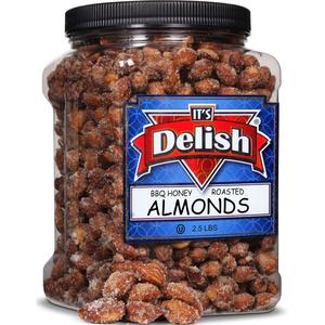 BBQ Honey Roasted Almonds, 2.5 LBS  Jumbo Container For Sale Free Shipping