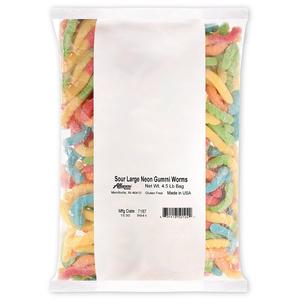 Sour Large Neon Gummi Worms 4.5 lb. Bag Quality Free Shipping