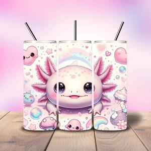 Axolotl Rainbows Sprinkles & Cupcakes Kawaii - Fully Completed Tumbler Skinny Straight 20/30oz Free Shipping Top Quality