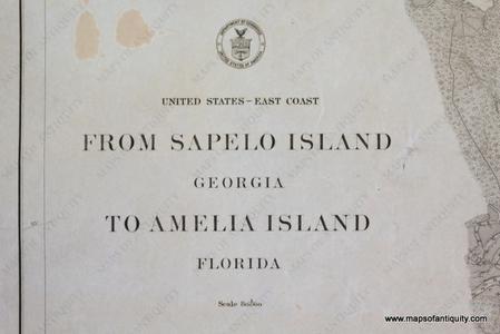 1915 - Florida - From Sapelo Island to Amelia Island - Antique Chart Cheapest Cheap Online