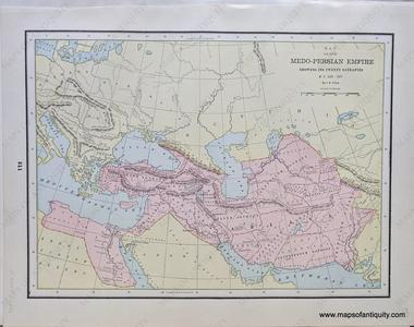 1892 - Medo-Persian Empire showing its Twenty Satrapies B.C. 529-331; verso: Map of Ancient Italy Proper B.C. 800-266, Map of Ancient Egypt B.C. 3000-A.D. 640 - Antique Chart Recommend Cheap Pice