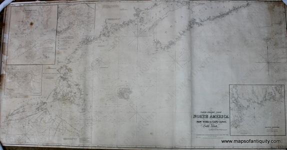 1828 - The North Eastern Coast of North America, from New York to Cape Canso, including Sable Island Blunt Chart - Antique Chart Clearance Footlocker Pictures