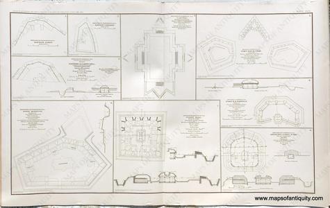 1893 - Plate 113. Two maps showing Defenses of Chattanooga, Tenn., Battery Erwin and Battery Coolidge & more (see description) - Antique Print Free Shipping Popular