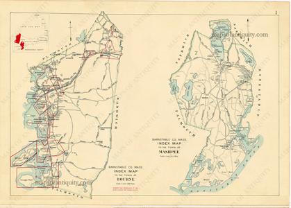Town of Mashpee, p. 1 - Town and Village Maps, Atlas of Barnstable County, Walker 1906.  - Reproduction Map - Authentic For Sale
