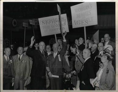 1936 Press Photo Chairman James Farley, Michigan Delegation Largest Supplier Online