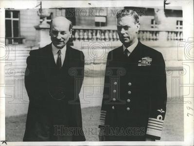 1945 Press Photo Clement Richard Attlee King George VI Buckingham Palace Cheap Sale Visit New