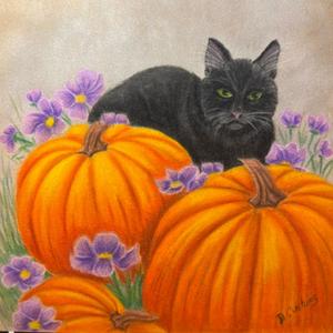 Black Cat and Pumpkins E-Pattern By Debbie Cushing ( Affordable Sale Online