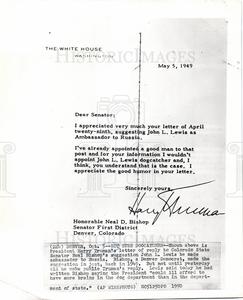 1950 Press Photo President Harry Truman's Letter Cheap Sale Exclusive