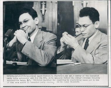1953 FBI Undercover Agent Herbert Philbrick Press Photo Free Shipping For Sale
