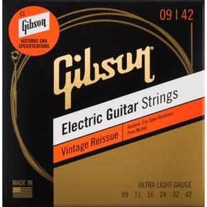 Gibson G-HVR9 Historic Specifications Vintage Reissue Pure Nickel Wound Electric Guitar Strings Ultra Light 9-42 Clearance Amazing Pice