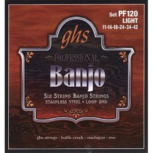 GHS PF120 6-String Banjo Guitar Strings Stainless Steel Loop End Light 11-42 Sale Discount