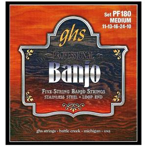 GHS PF180 Stainless Steel Loop End 5-String Banjo Strings Medium 2025 Newest