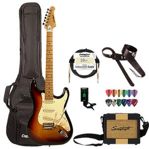 Sawtooth ES Series Electric Guitar Travel Bundle with 5-Watt Amp, Padded Case, Cable Tuner and Picks, Sunburst Genuine Cheap Pice