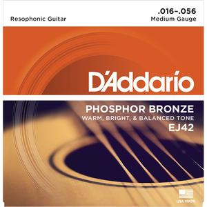 D'Addario EJ42 Phosphor Bronze Resophonic Guitar Strings - Medium, 16/56 Limited Edition Sale Online