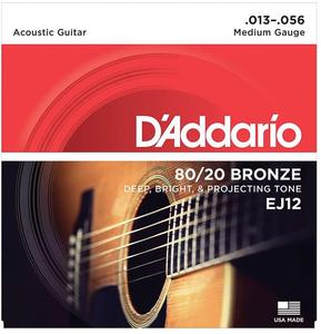 D'Addario EJ12 80/20 Bronze Acoustic Guitar Strings - Medium, 13/56 Outlet Excellent
