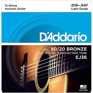 D'Addario EJ36 80/20 Bronze Acoustic Guitar Strings - 12-String Light, 10/47 Online Online Cheap Online